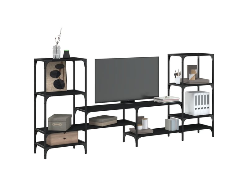  Meuble tv - banc tv - meuble de rangement noir 206,5x28,5x95 cm bois d'ingénierie  - Conforama B