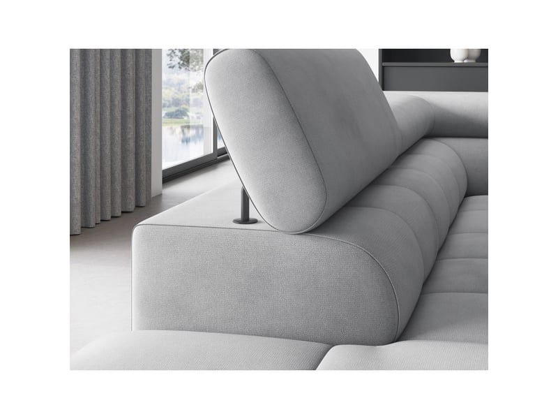  Canapé d'angle gauche ferrum gris clair avec coffre pieds métal 276x93x200cm  - Conforama C