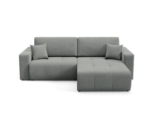 Canapé d'angle réversible convertible 4 places Tissu gris avec coffre de rangement