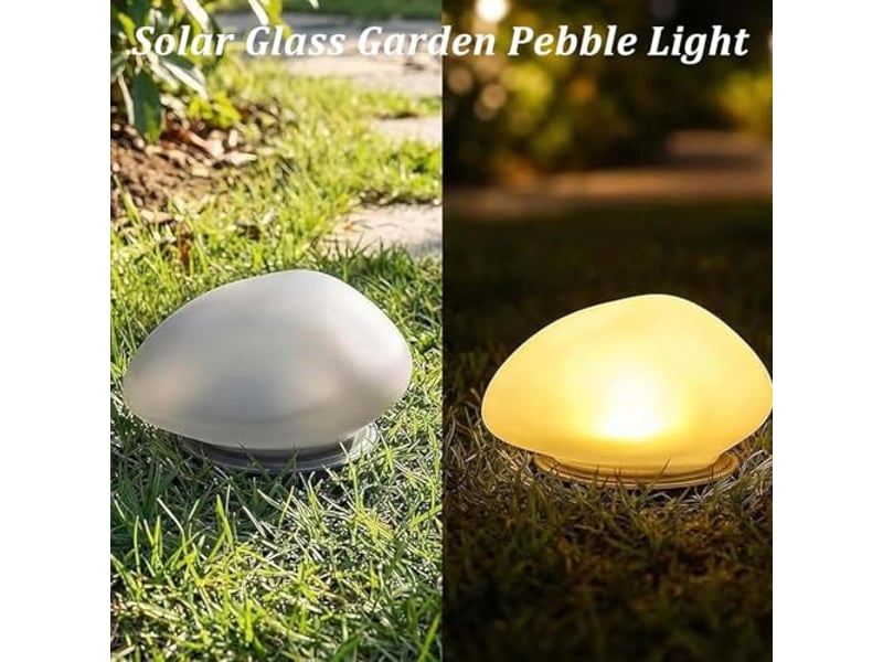  Lot de 2 galets lumineux solaires pour jardin, led étanches – décoration d'allée, pelouse et terrasse- lumière chaude  - Conforama C
