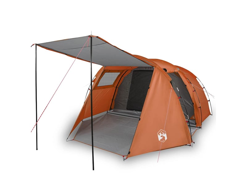  Tente de camping, tente tunnel 4 personnes gris et orange imperméable shl39967  - Conforama A