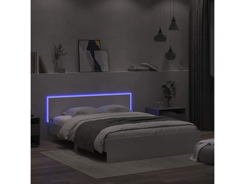  Lit double- lit adulte -  cadre de lit avec led sans matelas blanc 150x200 cm  - Conforama C