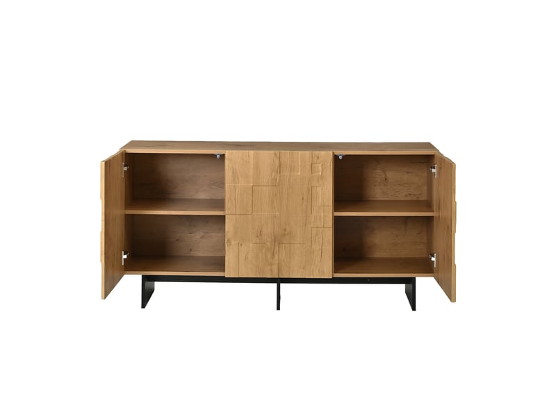  Buffet bois naturel 140 cm meuble de rangement 3 portes style campagne  - Conforama W
