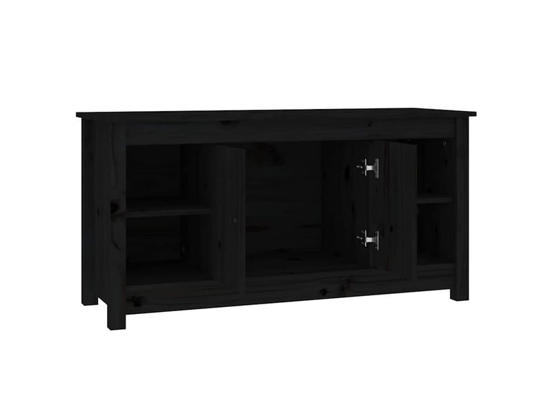  Meuble tv - banc tv - meuble de rangement noir 103x36,5x52 cm bois de pin massif  - Conforama D