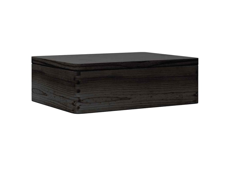  Boîte de rangement, coffre de rangement avec couvercle noir 40x30x13cm bois de pin massif  - Conforama A