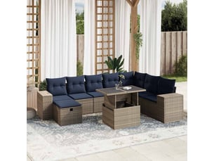 Vidaxl ensemble de canapé de jardin 9 pcs avec coussins gris résine tressée