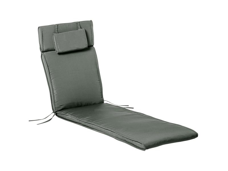  Coussin de bain de soleil 198 x 53 x 5 cm gris en polyester, avec coussin de tête amovible intérieur extérieur  - Conforama A