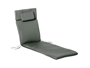 Coussin de bain de soleil 198 x 53 x 5 cm gris en polyester, avec coussin de tête amovible intérieur extérieur