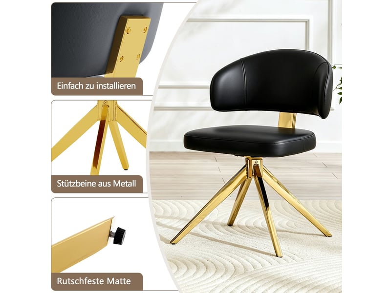  Chaise piètement en métal rembourrage confortable pivotement à 360°  - Conforama C