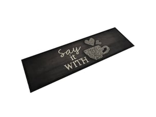 Tapis de cuisine lavable design élégant 150 x 45 cm doux antidérapant en velours noir 02_0056432