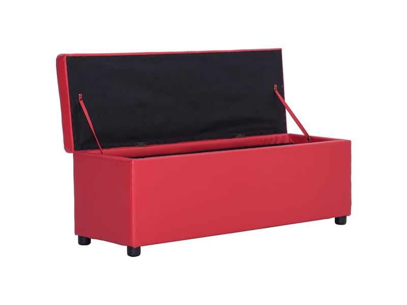  Banc d'entrée, banc d'intérieur avec compartiment de rangement 116 cm rouge similicuir  - Conforama E