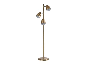 Lampadaire 3 spots orientables en métal effet laiton doré faustine