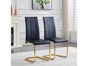 Chaise de salle à manger ergonomique avec assise rembourrée - profil fin en pu et métal noir et or
