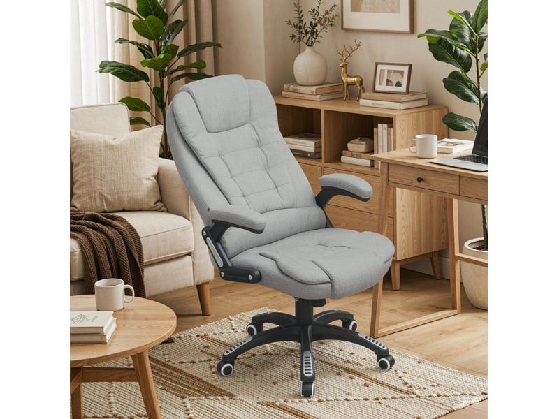  Fauteuil de bureau massant chauffant 68 x 72 cm – gris clair – inclinaison 120° et hauteur réglable  - Conforama B