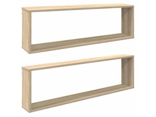 Lot de 2 étagères cube murales, armoires de rangement chêne sonoma bois d'ingénierie cf42735