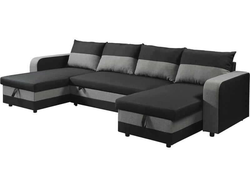 Canapé panoramique convertible en tissu victor - 4 places - noir  - Conforama E
