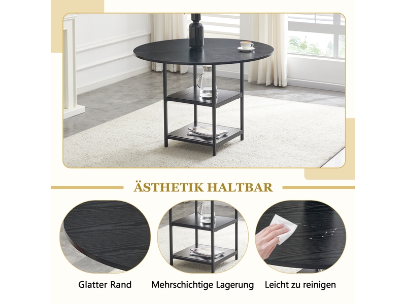 Table à manger rond 107×107×75 cm, mdf et métal, noir Fay Lum - Conforama D