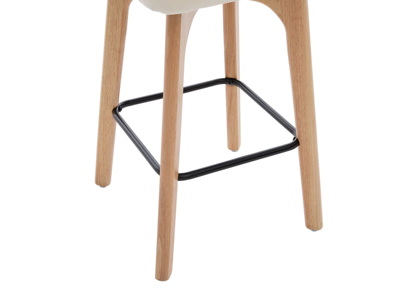  Lot de 2 tabourets de bar pivotants 360° en tissu beige, dossier en paille, style mid-century et confort  - Conforama D