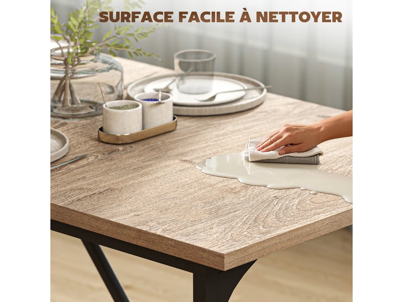 Table à manger rectangulaire pour 6-8 personnes table de cuisine style industriel effet bois naturel 180 x 80 x 75,5 cm - Conforama W