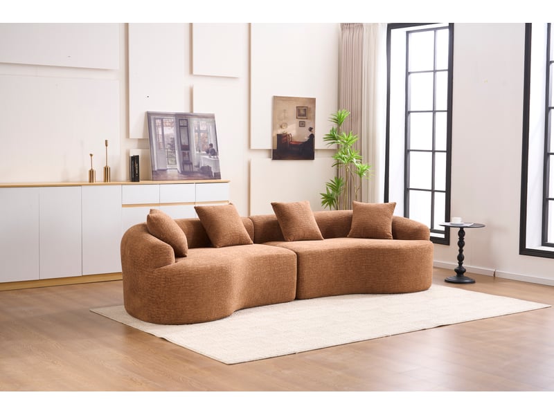  Canapé courbé 4 places modulable en chenille - couleur caramel élégante - aucun assemblage  - Conforama W