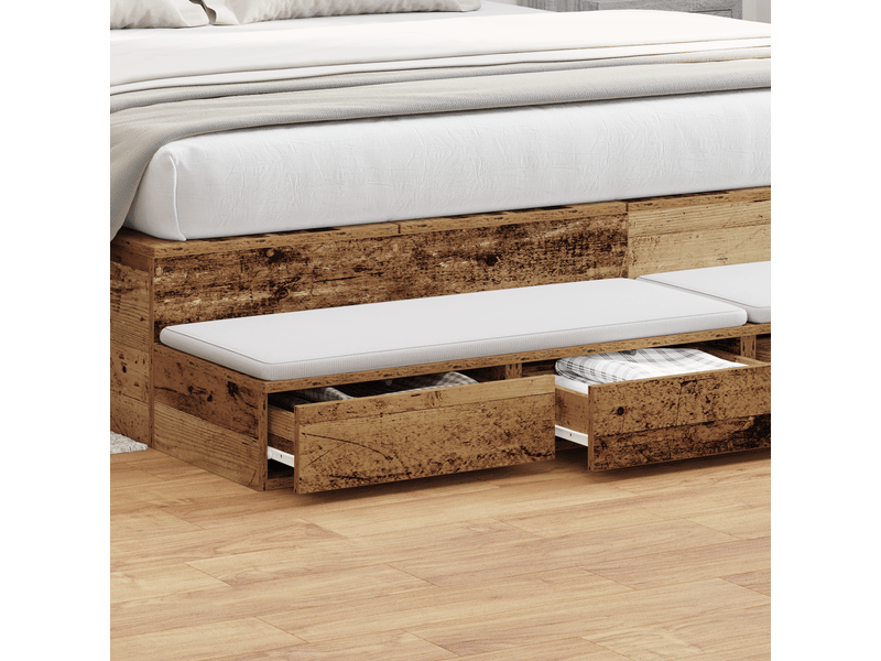 Tiroirs de lit ; coffres de lit en bois ancien 180x36,5x16,5 cm en bois d'ingénierie  - Conforama E