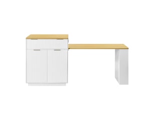 Îlot de cuisine 67x127.5x92 cm - éclairage led - extensible - usb et usb-c - grand rangement - sur roulettes - étagères réglables - chêne