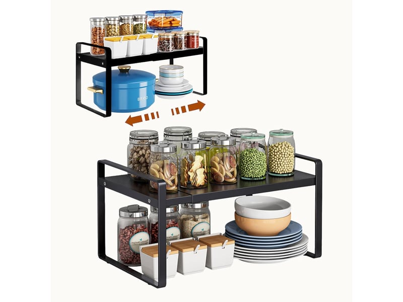 ZenMaarket Étagère D'Armoire Extensible 35-66CM Blanche - Organiseur Empilable Pour Cuisine Et Placard