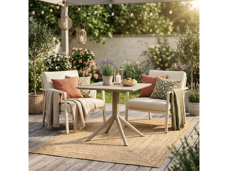  Table carrée pour intérieur et extérieur 80x80 cm mazzara del vallo - gris tourterelle  - Conforama B