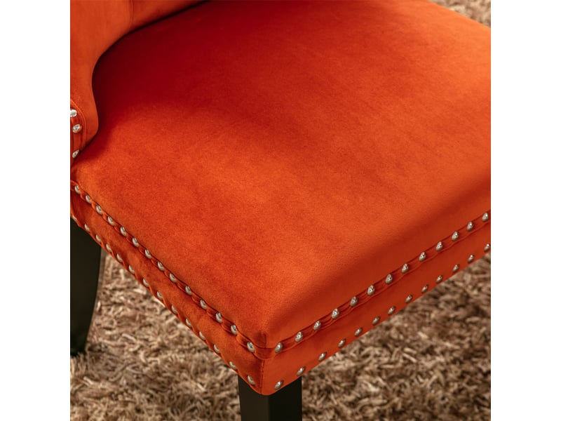  Lot de 2 chaises de salle à manger en velours orange DE2001OG - Conforama E