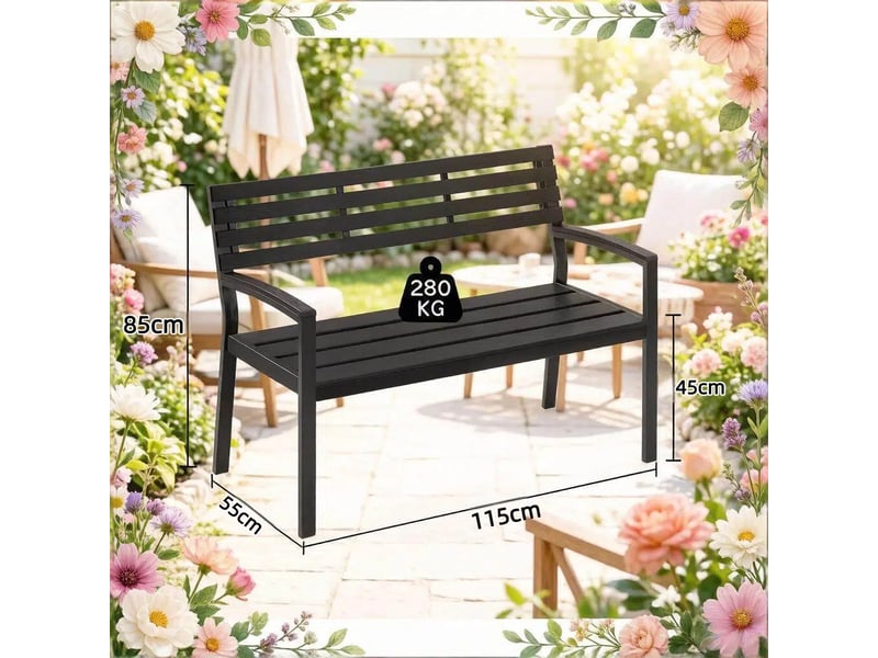 Banc de jardin élégant avec dossier, banc extérieur style parc  - Conforama C