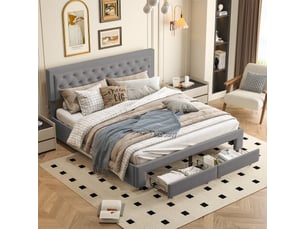 Lit avec rangement 180x200 cm <strong>BRILVERDE </strong>  <strong></strong> coloris gris