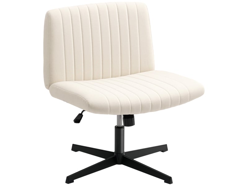 Chaise de bureau blanc crème en lin hauteur réglable pivotante charge max 120 kg style schneidersitz - Conforama A