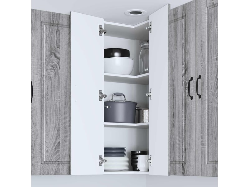 Meuble mural de cuisine, armoire d'angle cuisine porto gris sonoma 57x57x100cm - Conforama D