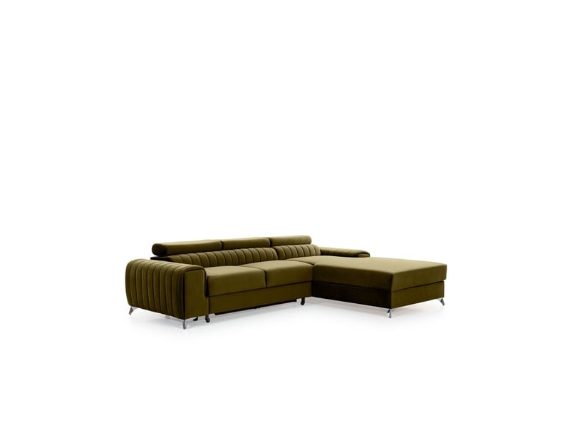  Canapé d'angle droit vert olive convertible 3 places jayson confort modulable  - Conforama C