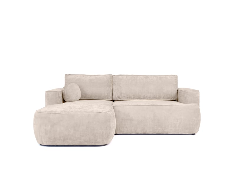 Canapé d'angle moon mini avec fonction couchage, tissu flow, gauche, crème (04) - Conforama E