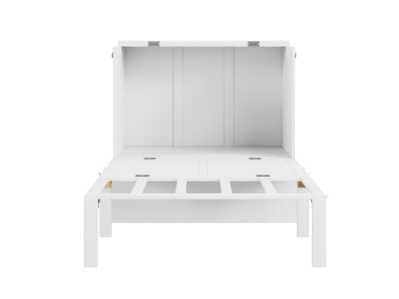  Lit enfant 90 x 200 cm, lit 1 personne avec sommier a lattes, lit rabattable mural, lit escamotable avec sommier a lattes, blanc  - Conforama W