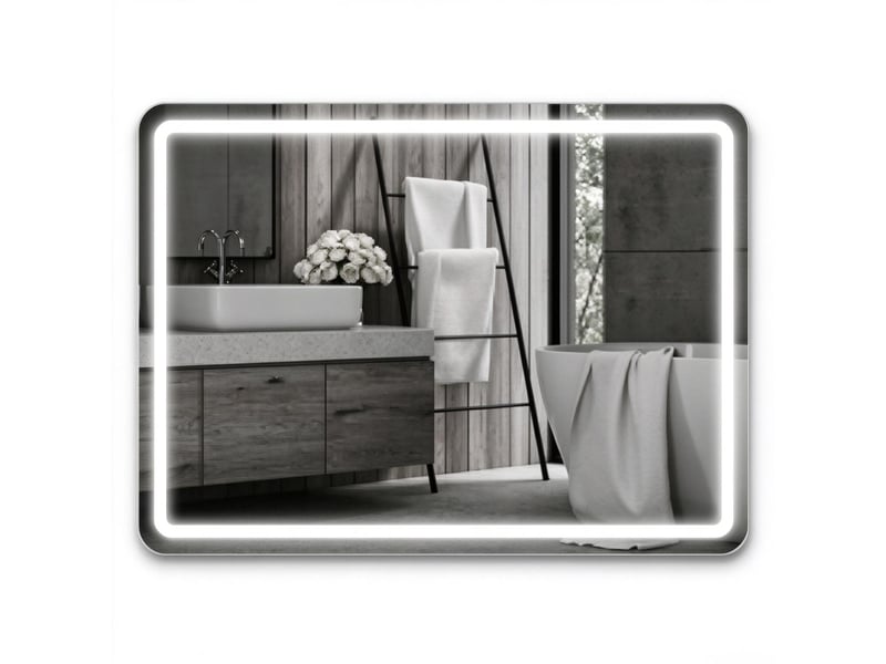  Miroir de salle de bain led 80x60 cm bluetooth avec horloge et anti-buée  - Conforama A