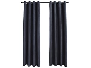 Lot de 2 rideaux occultants, rideaux black-out avec anneaux métal anthracite 140x175cm cf44855