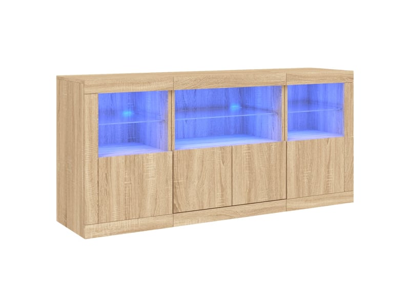  Buffet - bahut - meuble de rangement avec lumières led chêne sonoma 142,5x37x67 cm  - Conforama A