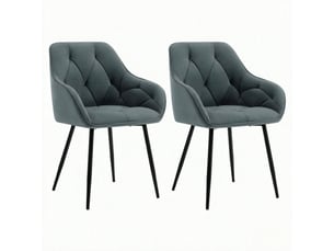 Lot de 2 chaises de salle à manger,45,5x45x83,5 cm,velours,gris foncé