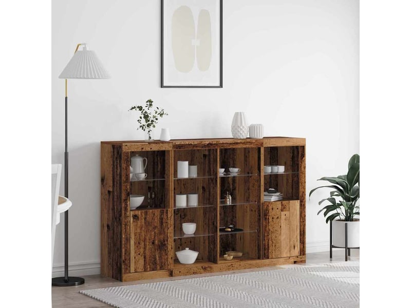  Buffet - bahut - meuble de rangement led bois ancien 163 x 37 x 100 cm bois d'ingénierie  - Conforama B