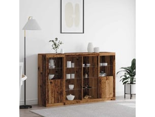 Buffet - bahut - meuble de rangement led bois ancien 163 x 37 x 100 cm bois d'ingénierie