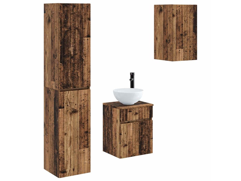  Ensemble de mobilier de salle de bain 3 pc bois ancien cf64283  - Conforama A