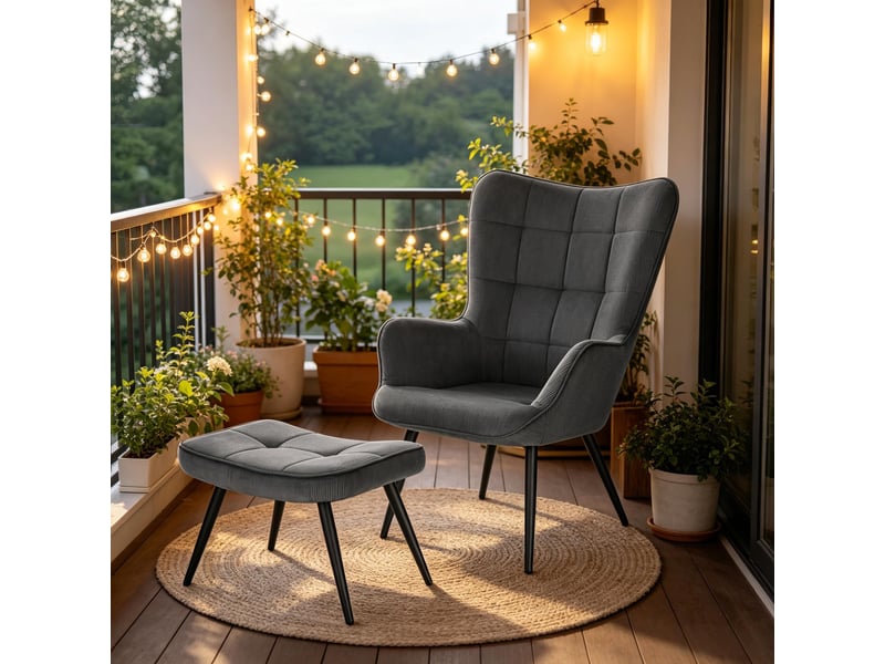  Fauteuil tv avec repose-pieds, ensemble lounge confortable et élégant 2 pièces  - Conforama D