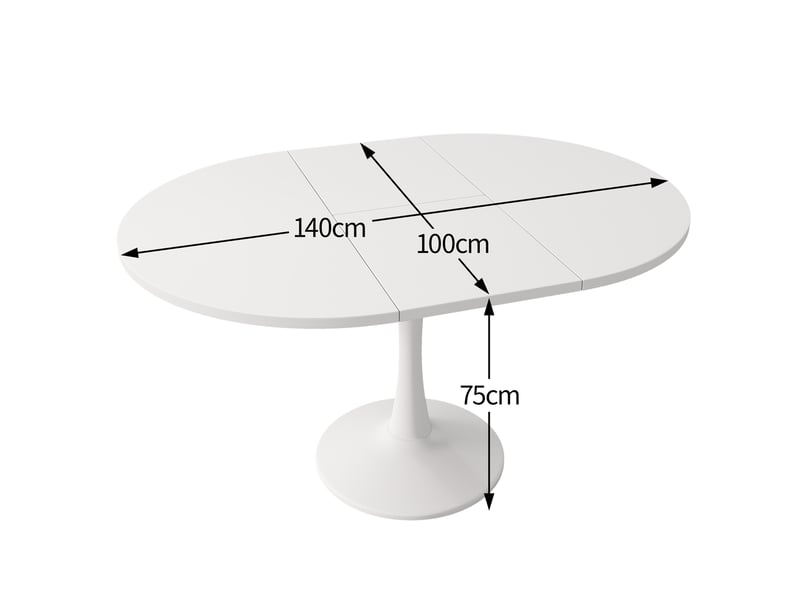  Table de cuisine ronde avec allonge blanc - 100x100-140max.cm mdf table blanc - Conforama C