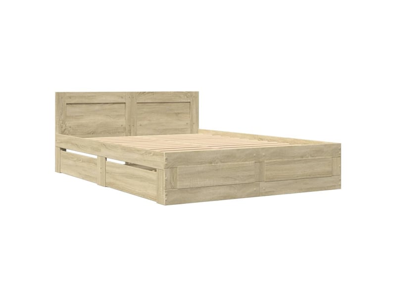  Lit double- lit adulte -  cadre de lit et tête de lit sans matelas chêne sonoma 135x190cm  - Conforama B