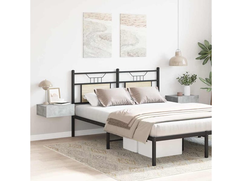  Lot de 2 tables de chevet - cabinet de chevet - table de nuit flottantes gris béton bois d'ingénierie  - Conforama B