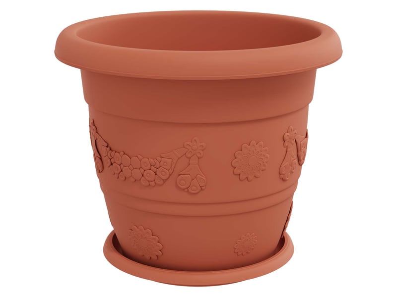  Jardinière - pots de plantes 24 pcs rouge brique ø 34 x 28 cm plastique  - Conforama E