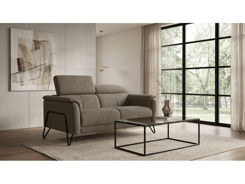  Canapé 2 places roden, tissu velours crème RODEN - Conforama B