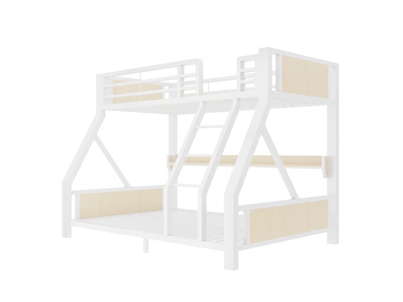  Lit superposé métal 90 x 200 140 x 200 cm, couchage simple et double, rangement et éclairage led, blanc evarich - Conforama D